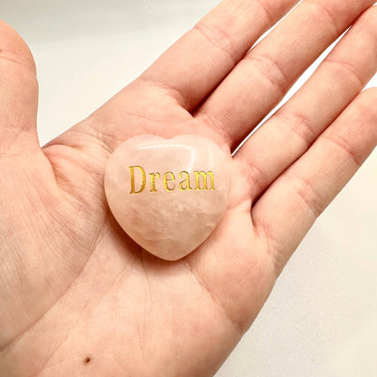 Rose Quartz hearts with messages at Ordinary Magic in Savannah, GA