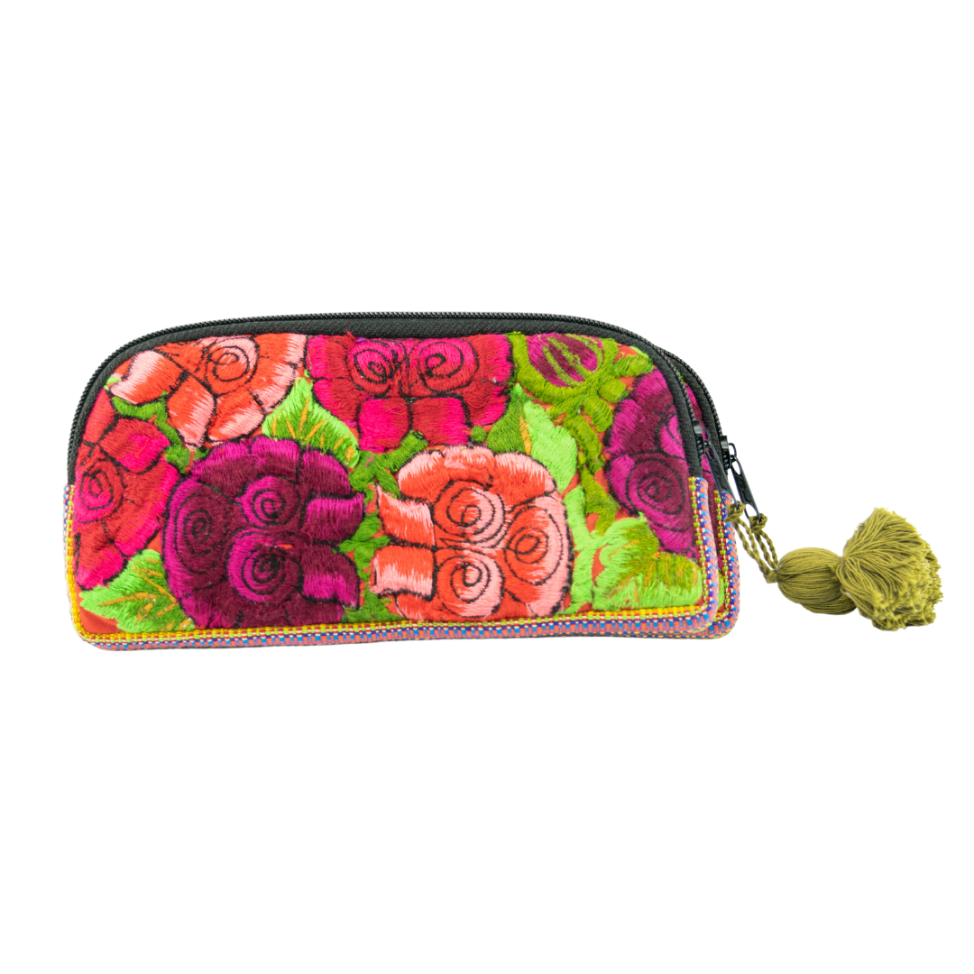 Up-cycled Half Moon Huipil Lipstick/Coin/Card Bag - Guatemala: Small