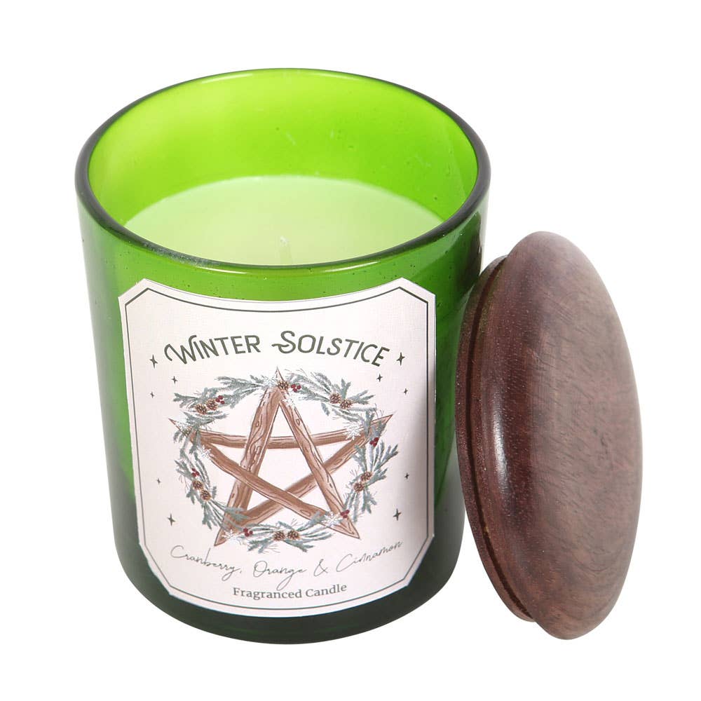 Winter Solstice Candle | Cranberry, Orange & Cinnamon in Green Glass Jar