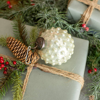 White Hobnail Glass Ornament – Winter Elegance