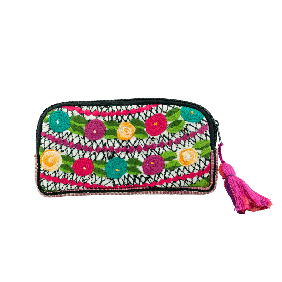 Up-cycled Half Moon Huipil Lipstick/Coin/Card Bag - Guatemala: Small