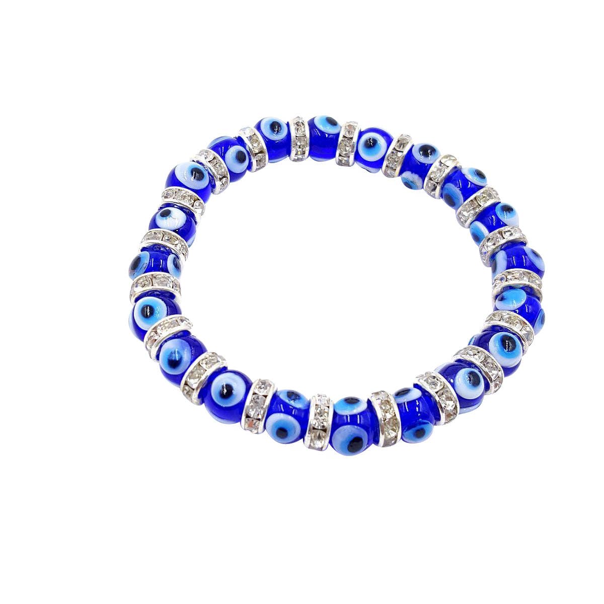 8mm Blue Glass Evil Eye Bracelet