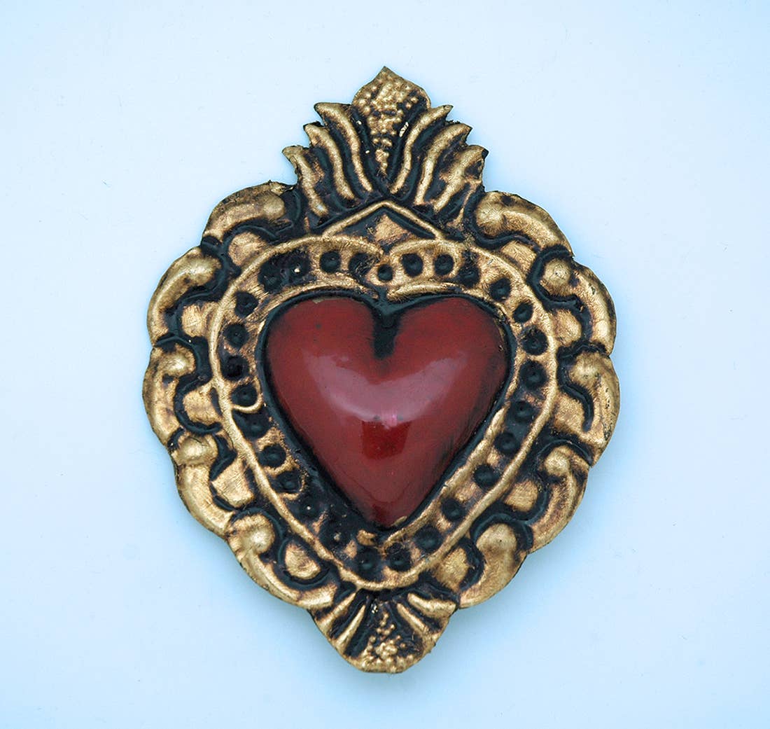 Eclectic Mexican Tin Heart Sculpture