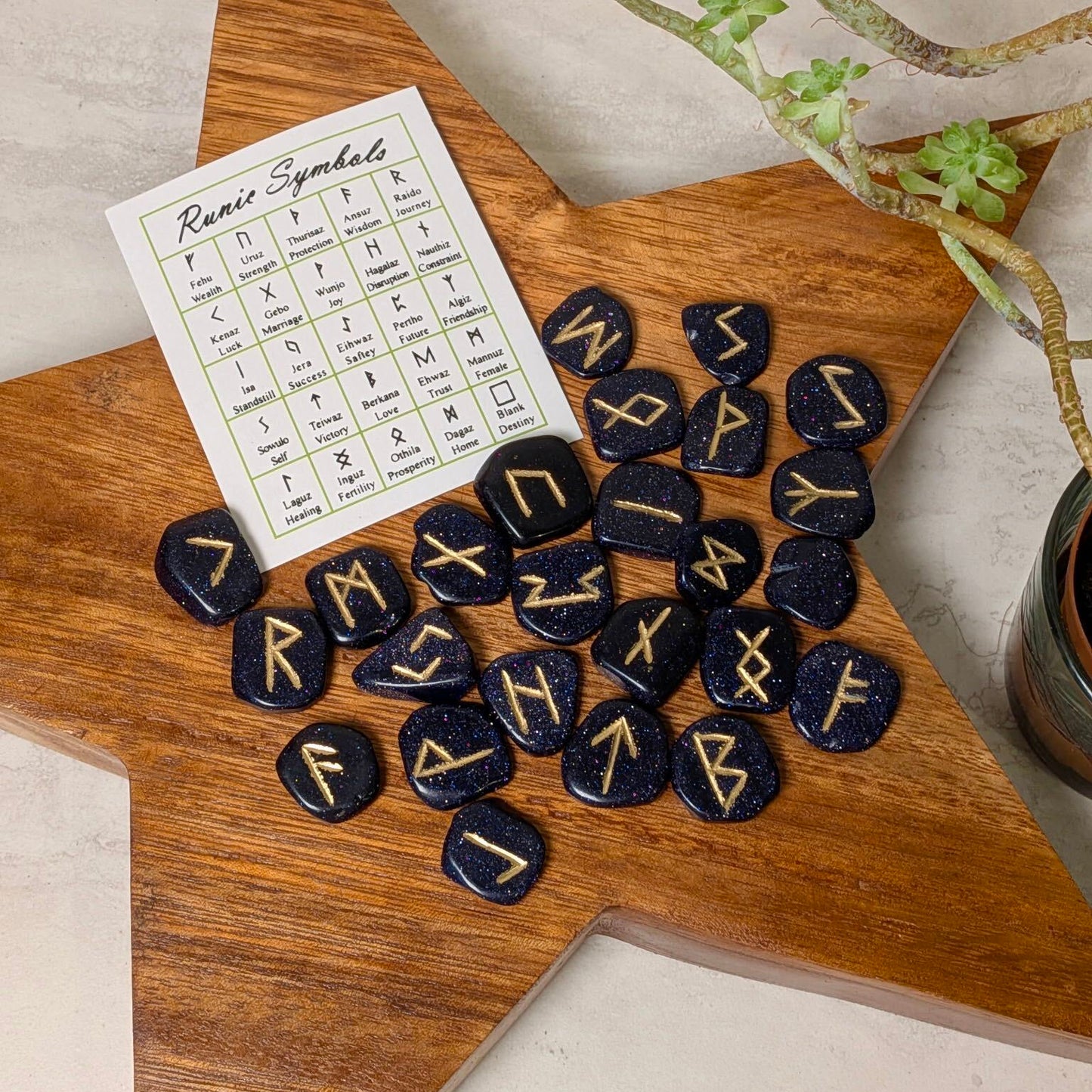 Crystal rune set in blue goldstone, at Ordinary Magic in Savannah, GA.