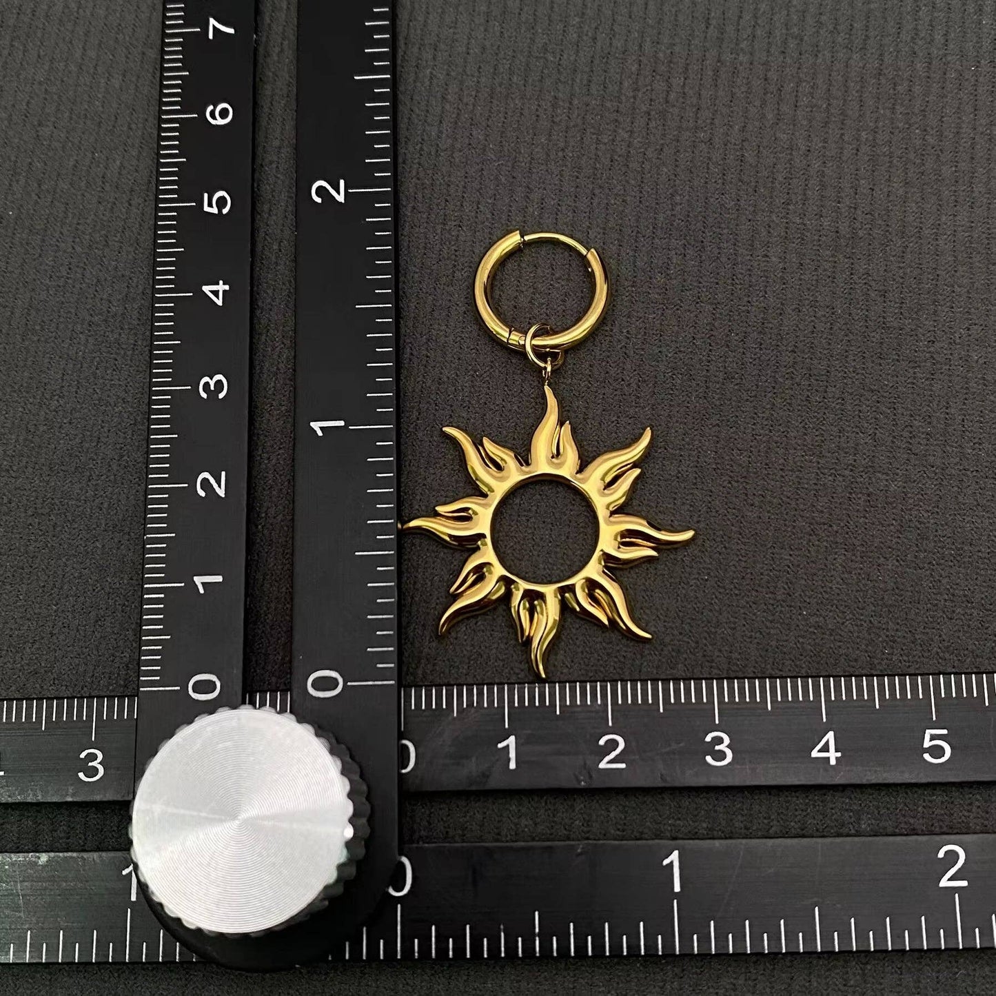 Gold Sunburst Hoop Earrings
