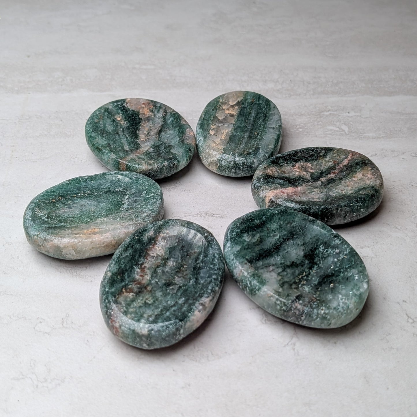 Green Aventurine Worry Stones With Quartz