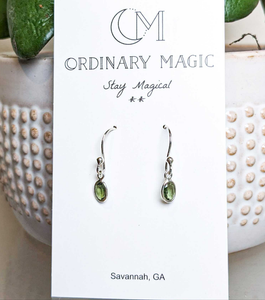 Moldavite Silver Dangle Earrings