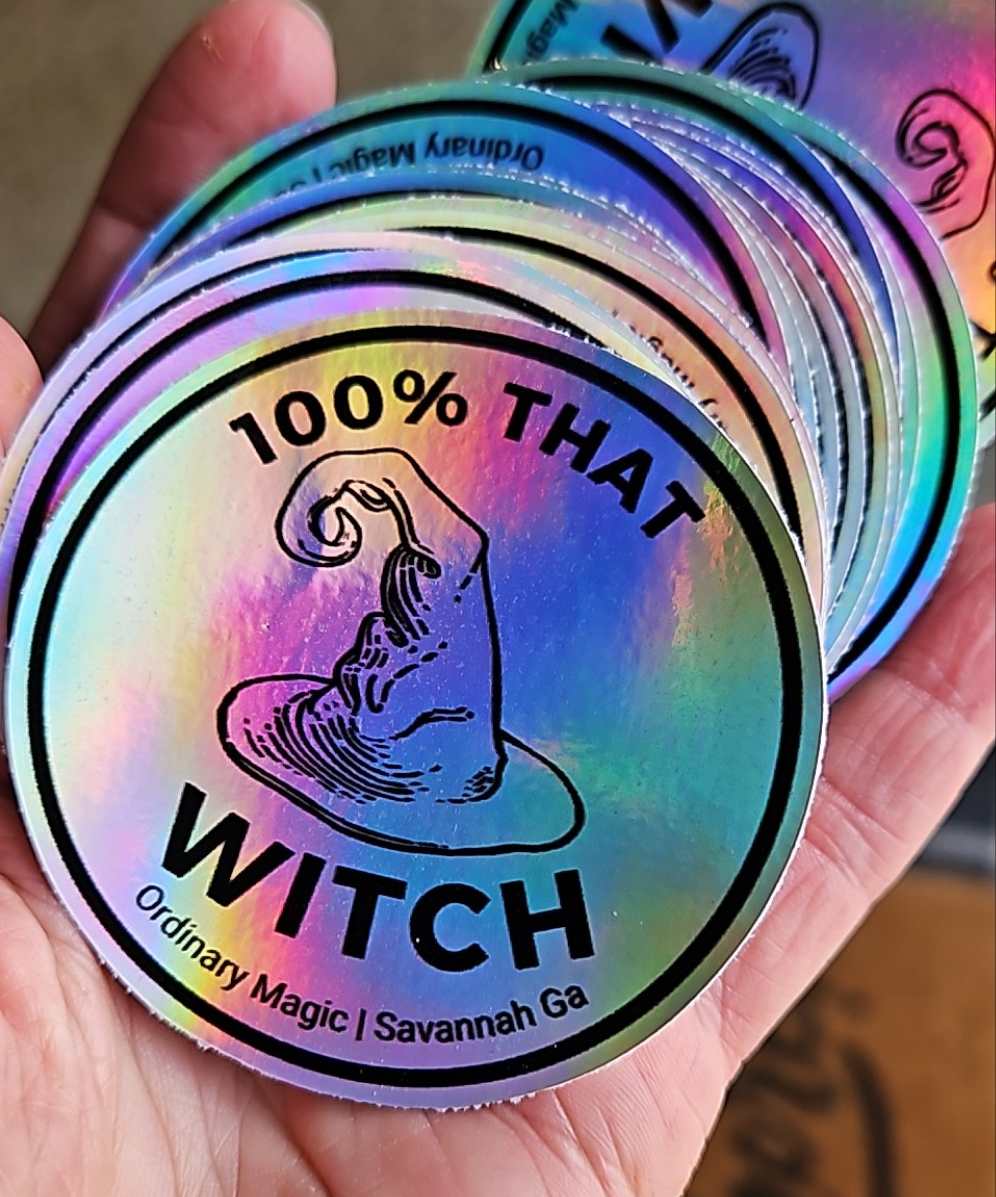 100%That Witch Holographic Stickers 2.5"