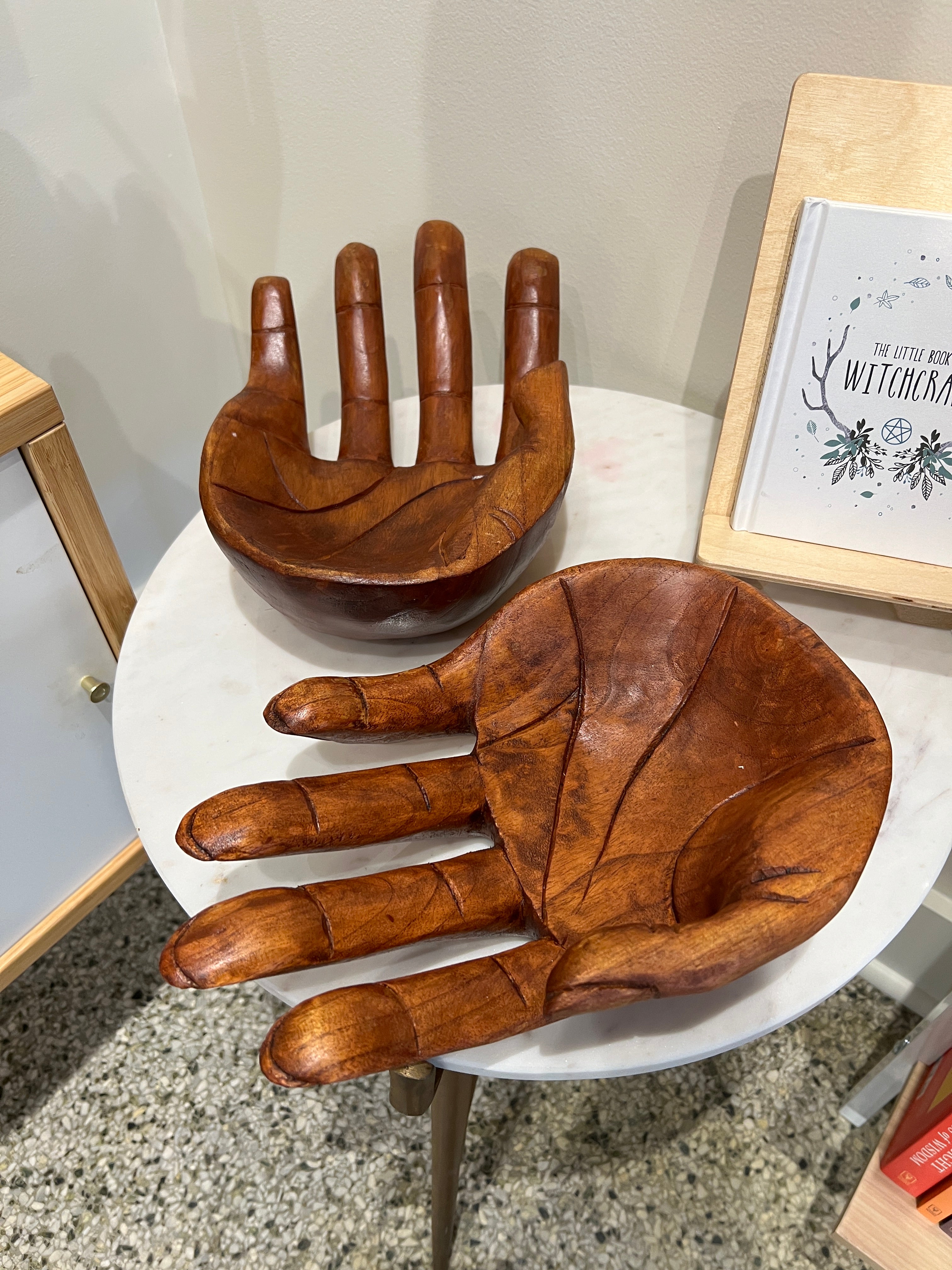 Carved Wooden Prayer Hands Bowls