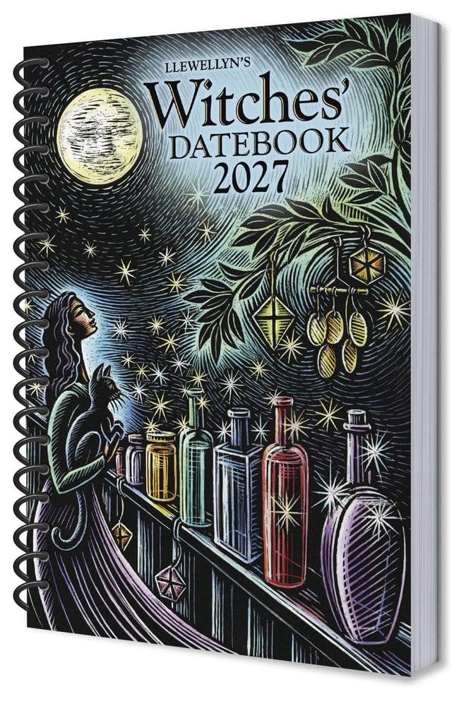 Llewellyn's 2027 Witches' Datebook, cover with scratchboard illustration by Jennifer Hewitson, at Ordinary Magic in Savannah, GA.
