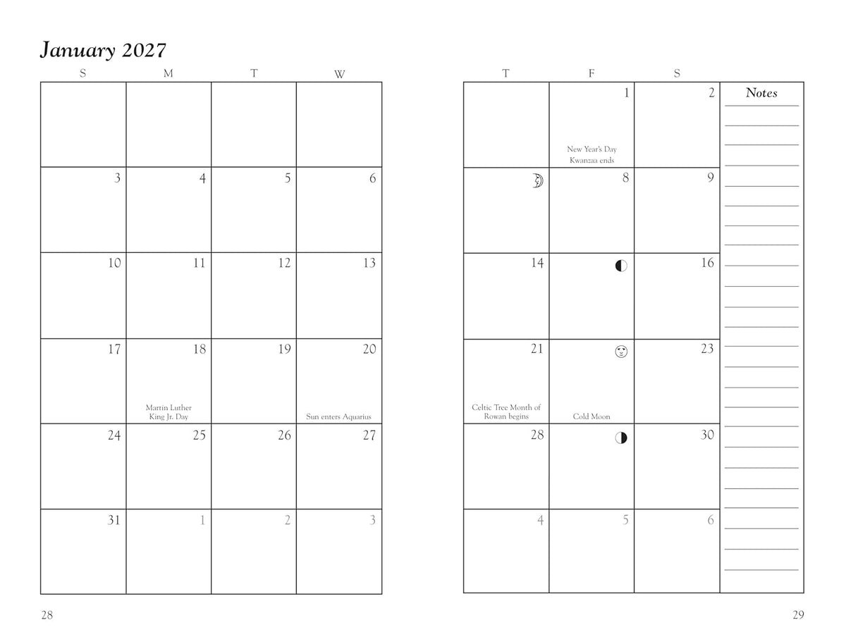Llewellyn's 2027 Witches' Datebook, interior view 5, at Ordinary Magic in Savannah, GA.