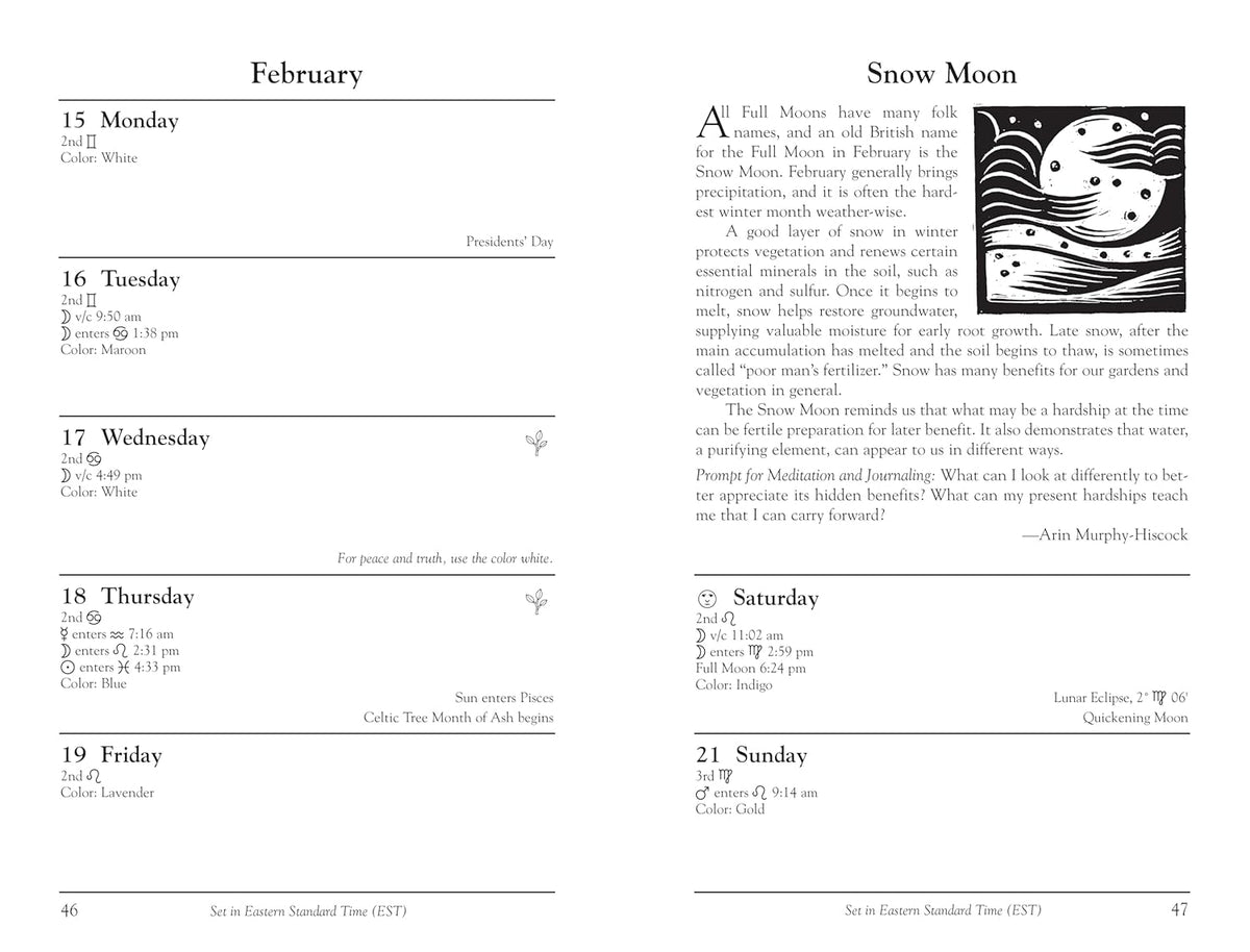 Llewellyn's 2027 Witches' Datebook, interior view 8, at Ordinary Magic in Savannah, GA.