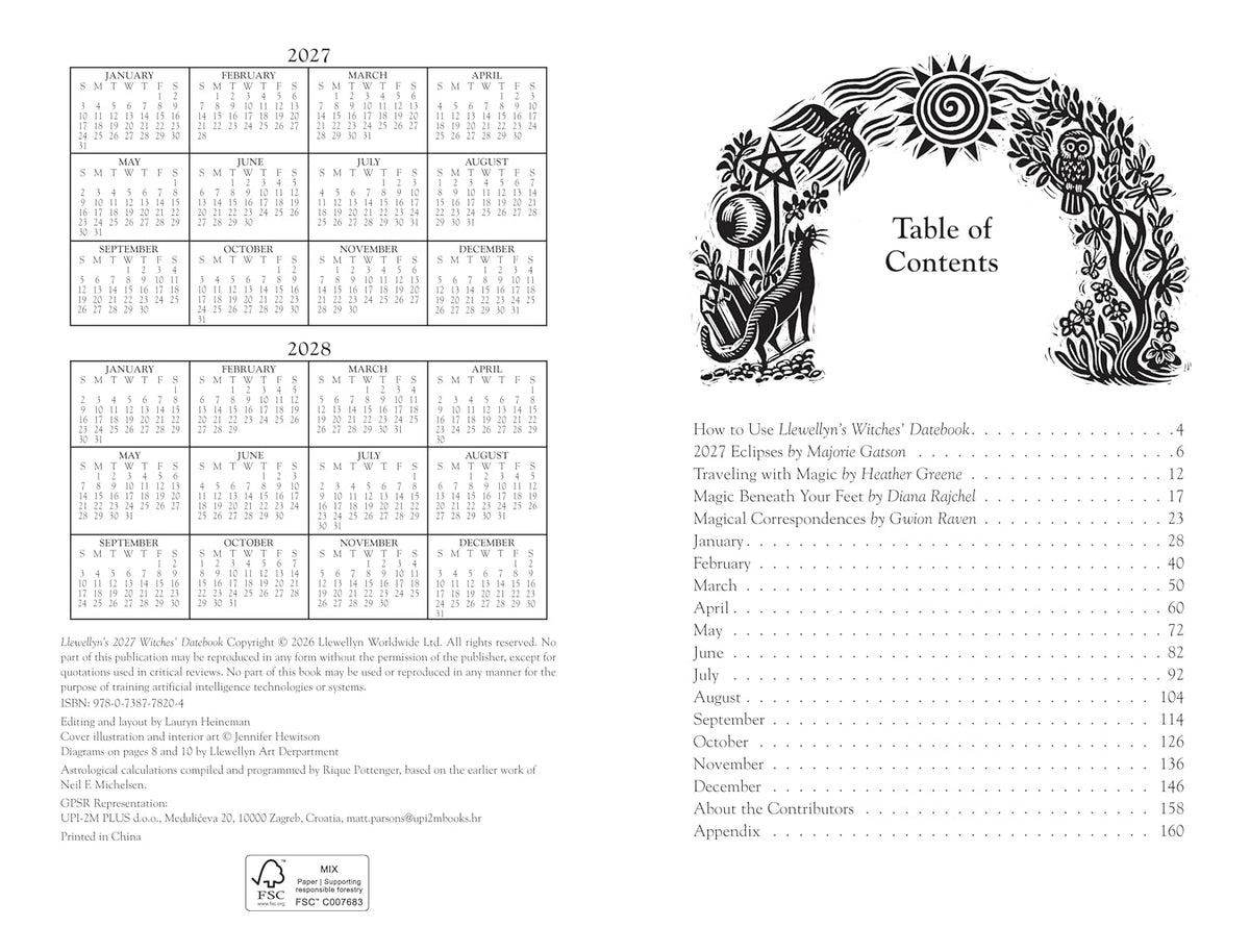 Llewellyn's 2027 Witches' Datebook, interior view 2, at Ordinary Magic in Savannah, GA.