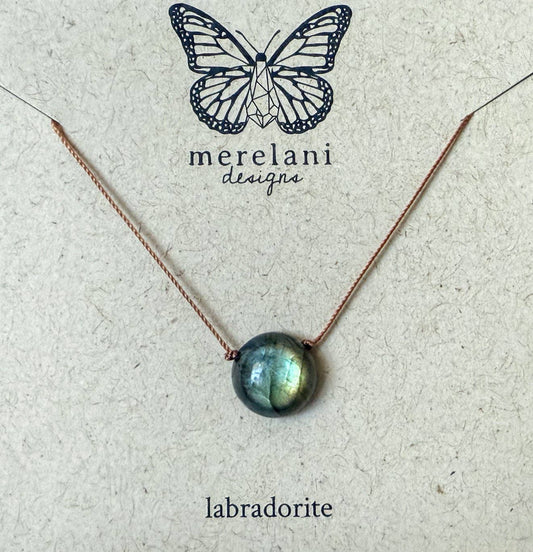 Labradorite Dot Cord Necklace