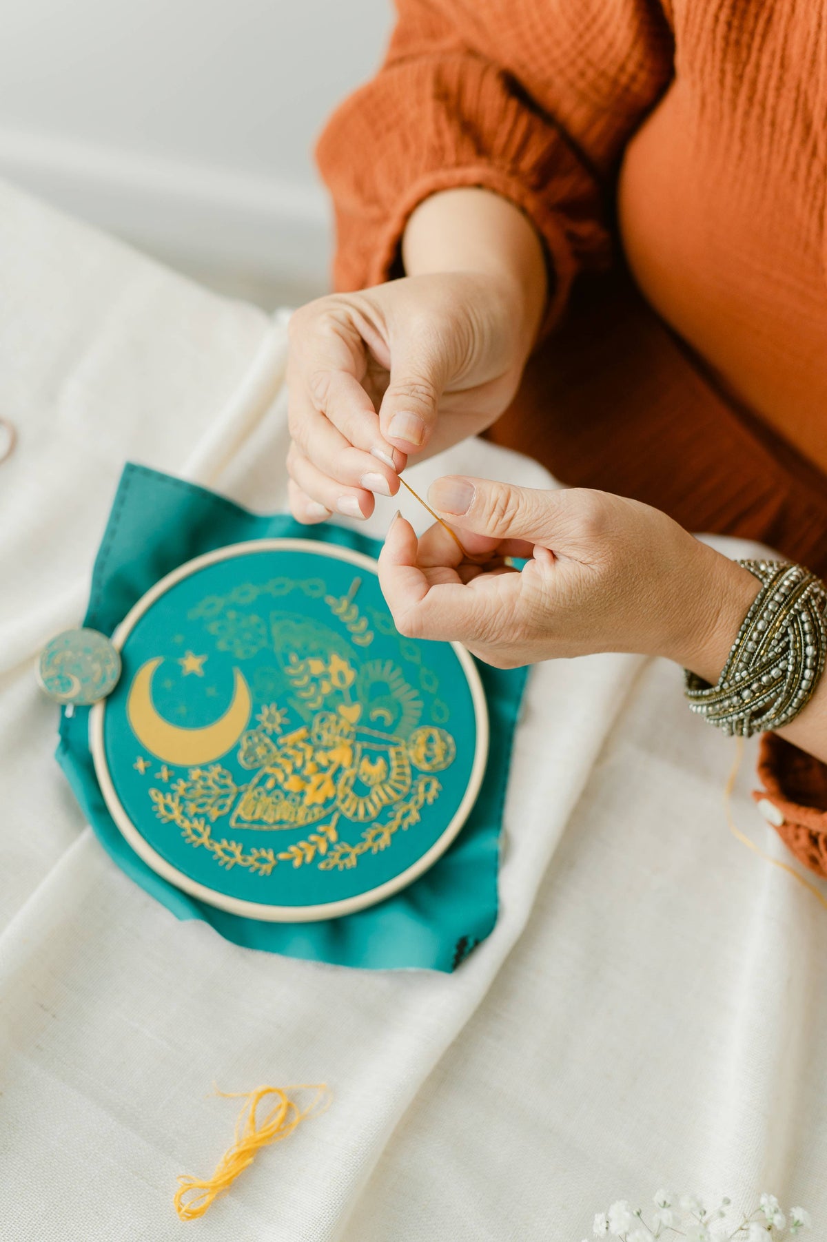 Lunar Moth Embroidery Kit by Rikrack, second view, at Ordinary Magic in Savannah, GA.