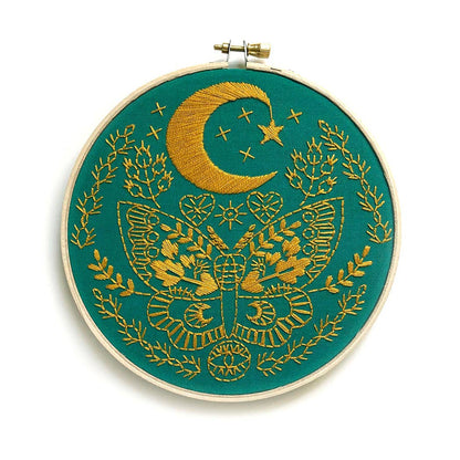 Lunar Moth Embroidery Kit by Rikrack, third view, at Ordinary Magic in Savannah, GA.
