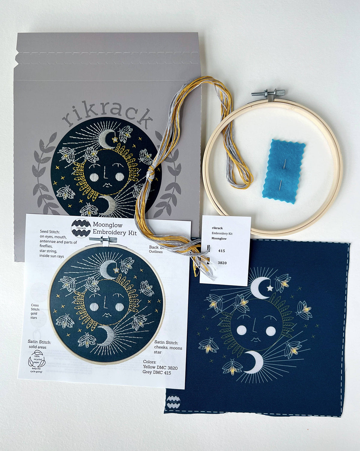 Moonglow Embroidery Kit by Rikrack, fourth view, at Ordinary Magic in Savannah, GA.