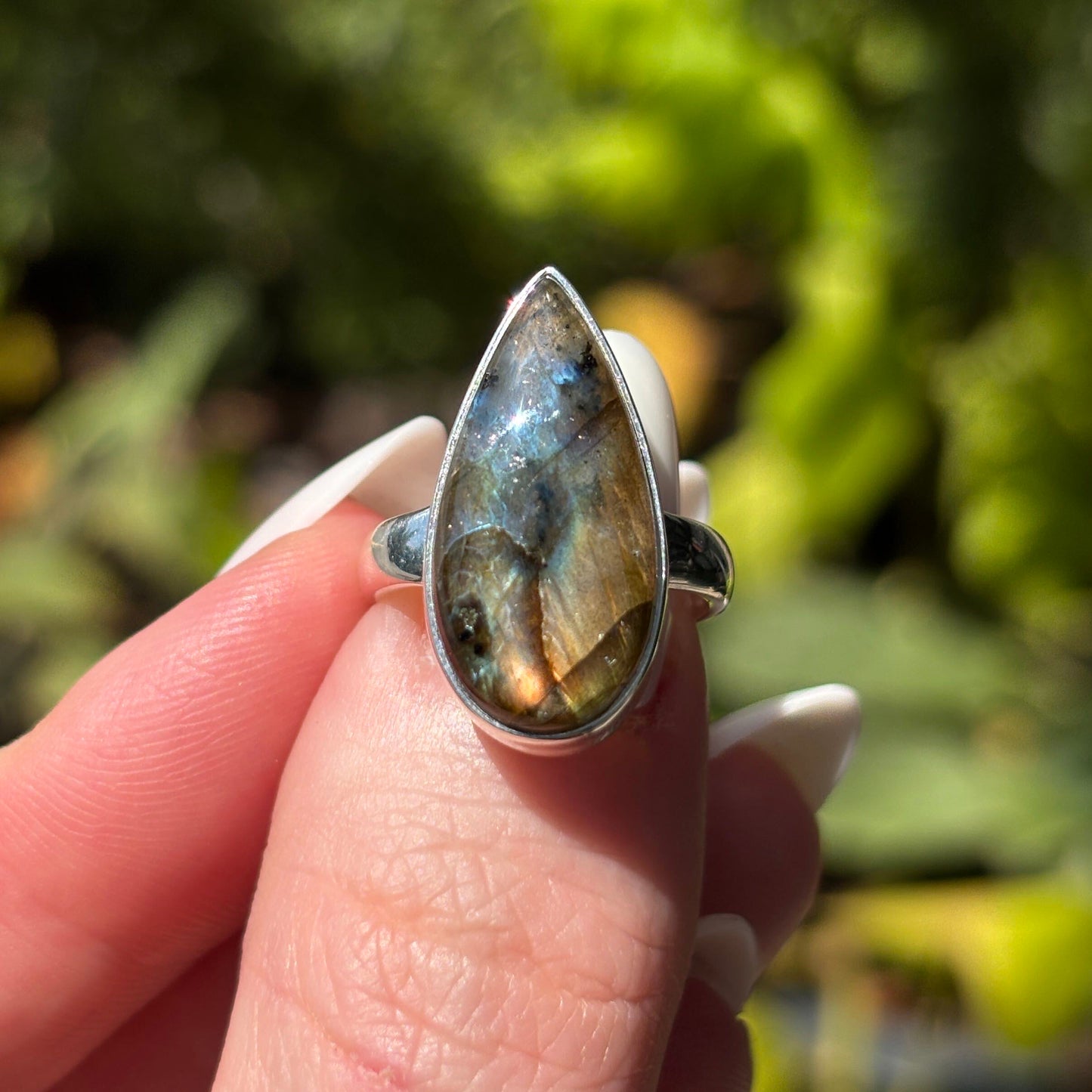 Multi Fire Labradorite Sterling Silver Ring