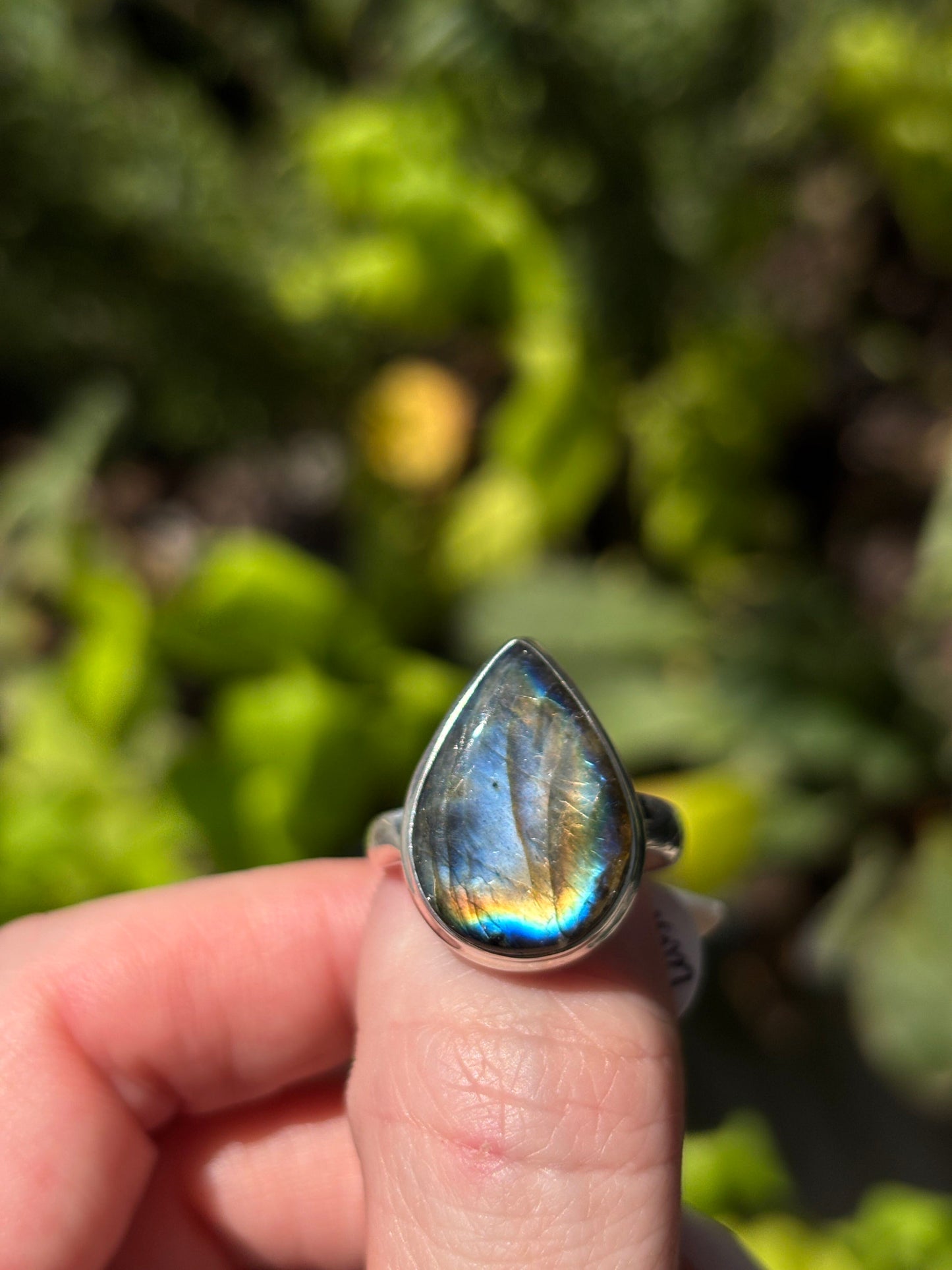 Multi Fire Labradorite Sterling Silver Ring