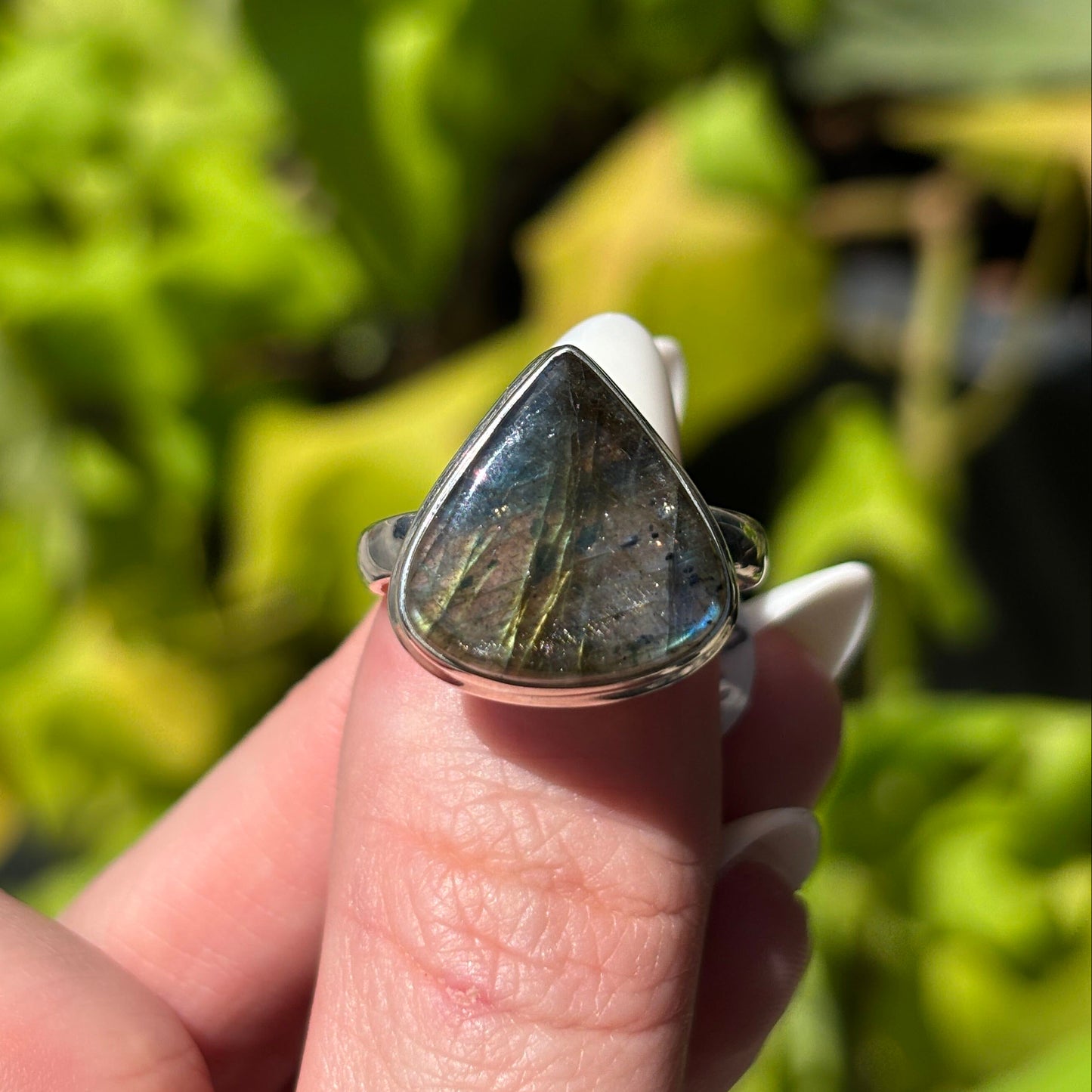 Multi Fire Labradorite Sterling Silver Ring