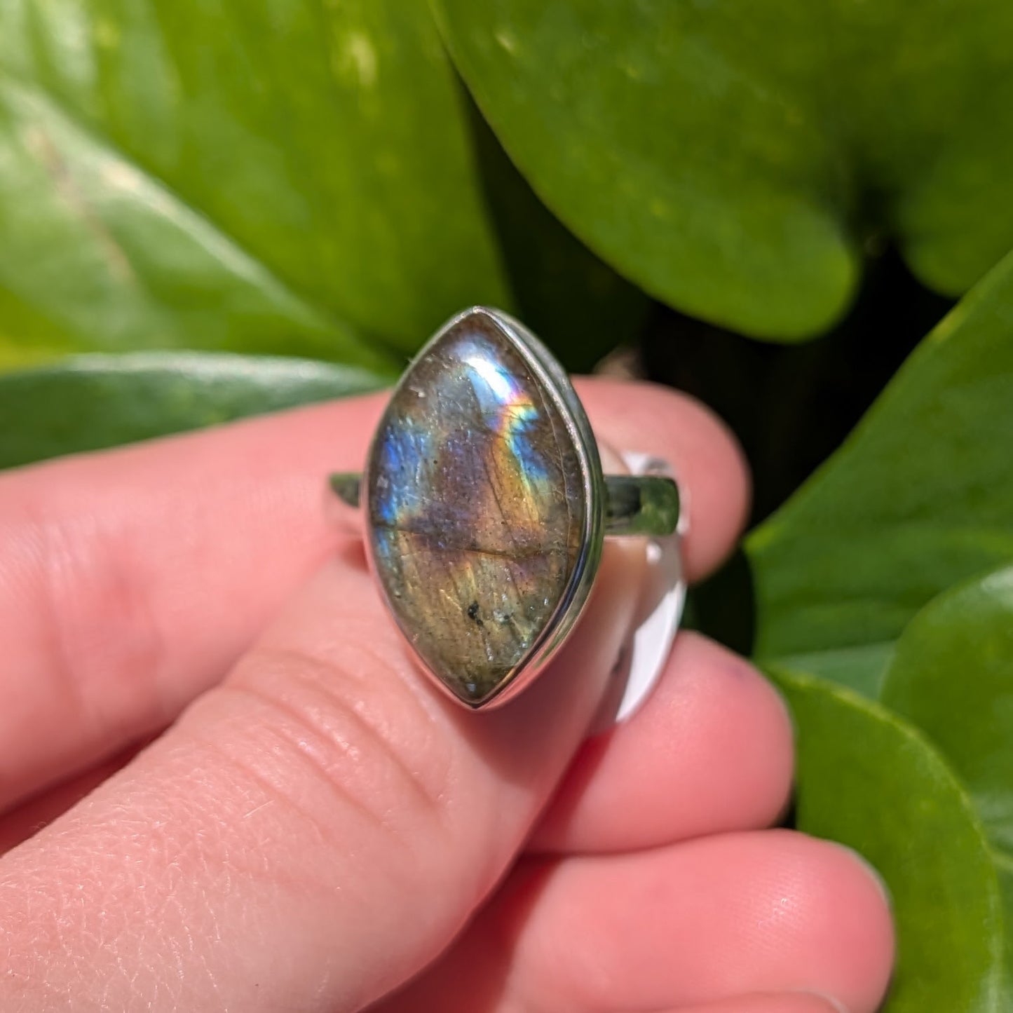 Multi Fire Labradorite Sterling Silver Ring