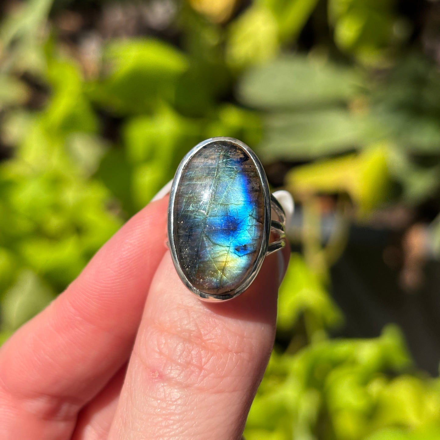 Multi Fire Labradorite Sterling Silver Ring