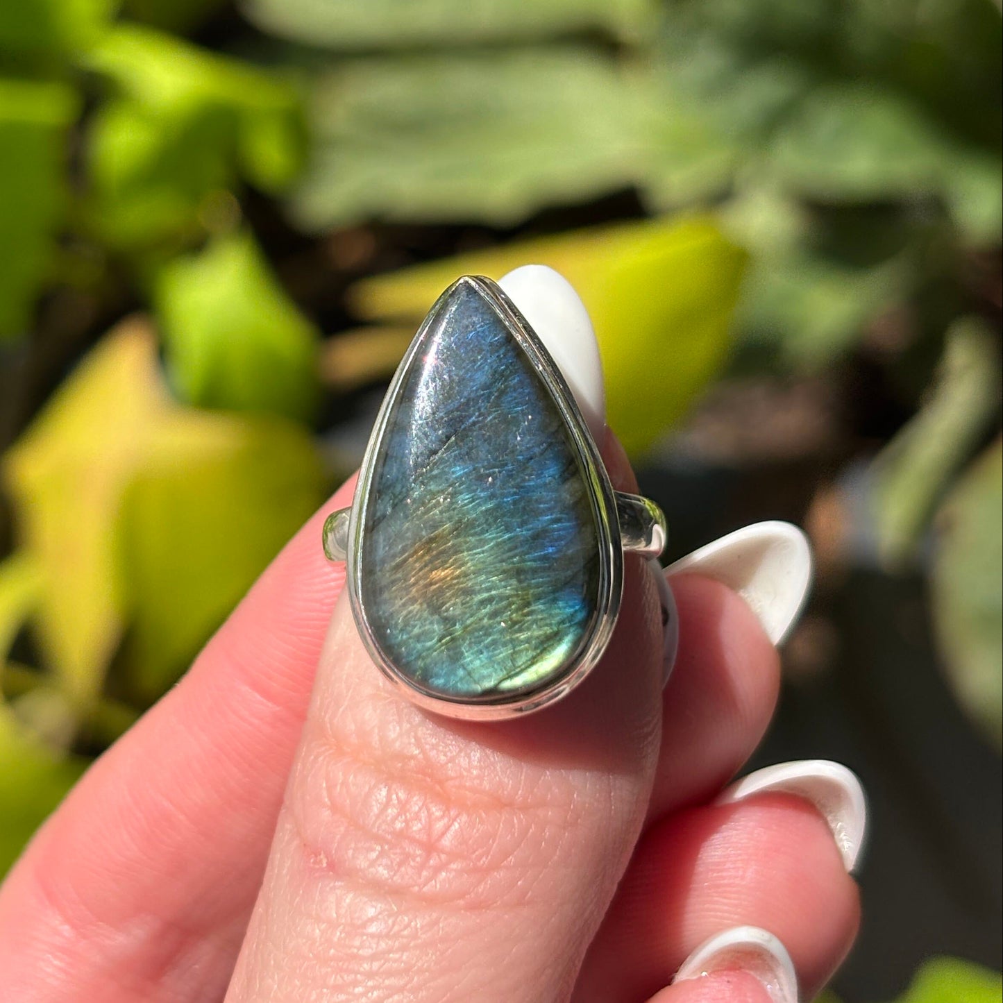 Multi Fire Labradorite Sterling Silver Ring