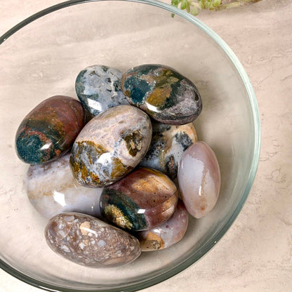 Ocean jasper mini palmstones, second view.