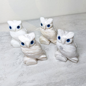 Carved Owls - White Onyx