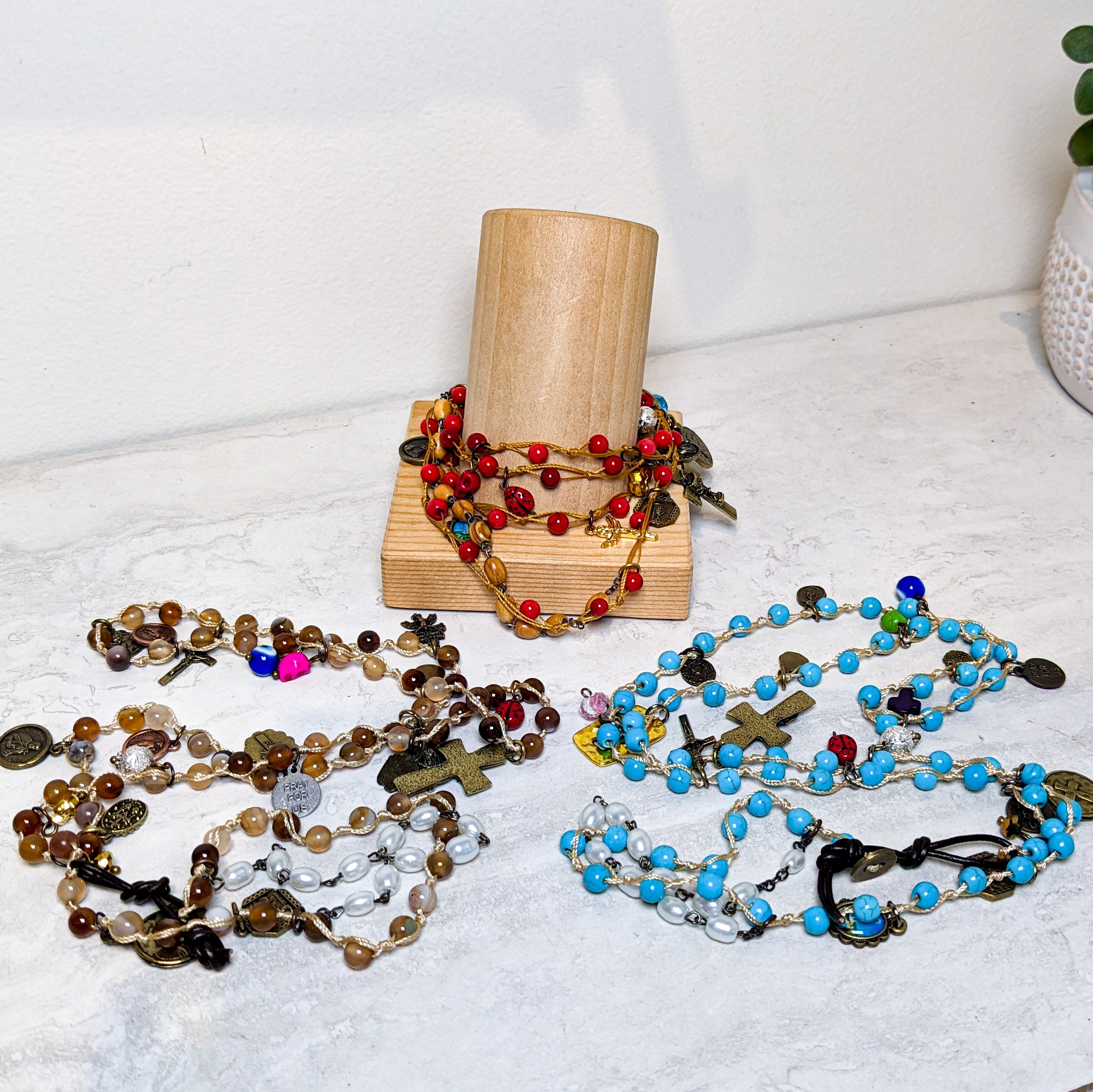 Beaded Stone Wrap Bracelets | Various Stones