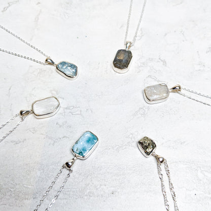 Sterling Silver Crystal Pendant Necklaces | Various Crystals