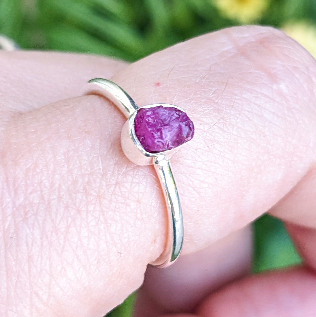 Stackable Rough Gemstone Sterling Silver Rings | Various Stones and Shapes