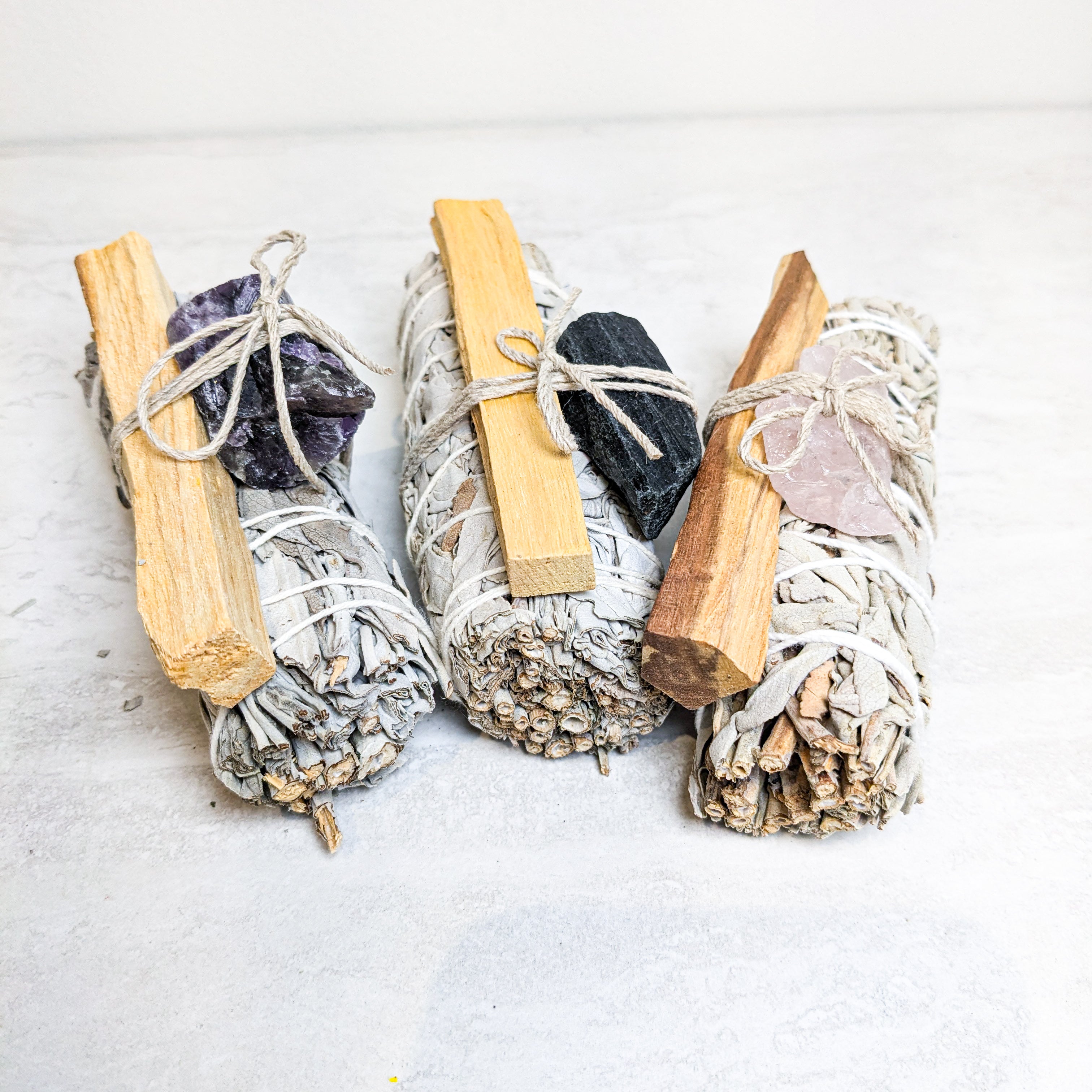 White Sage & Palo Santo with Crystal Burn Bundles