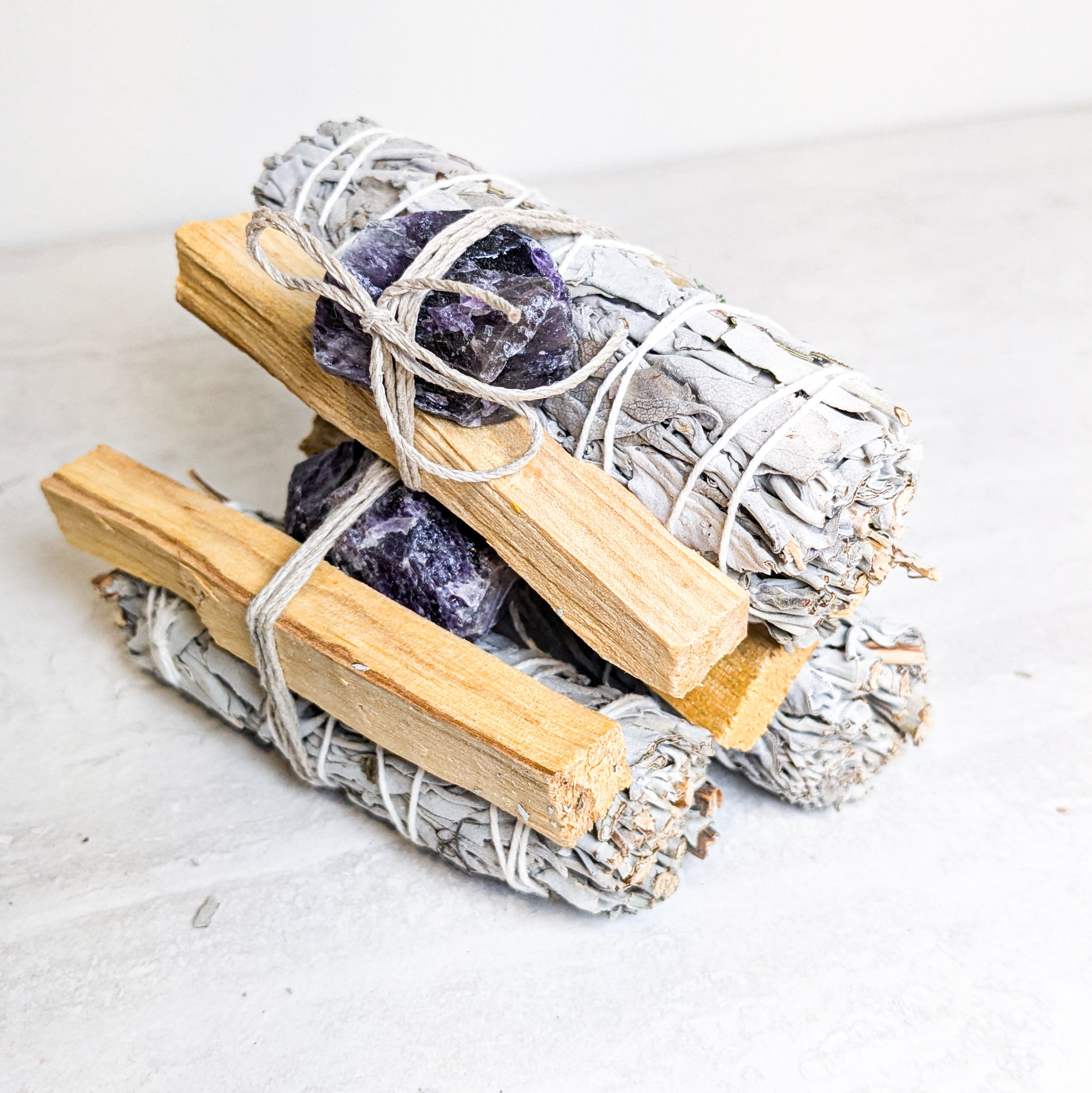 White Sage & Palo Santo with Crystal Burn Bundles