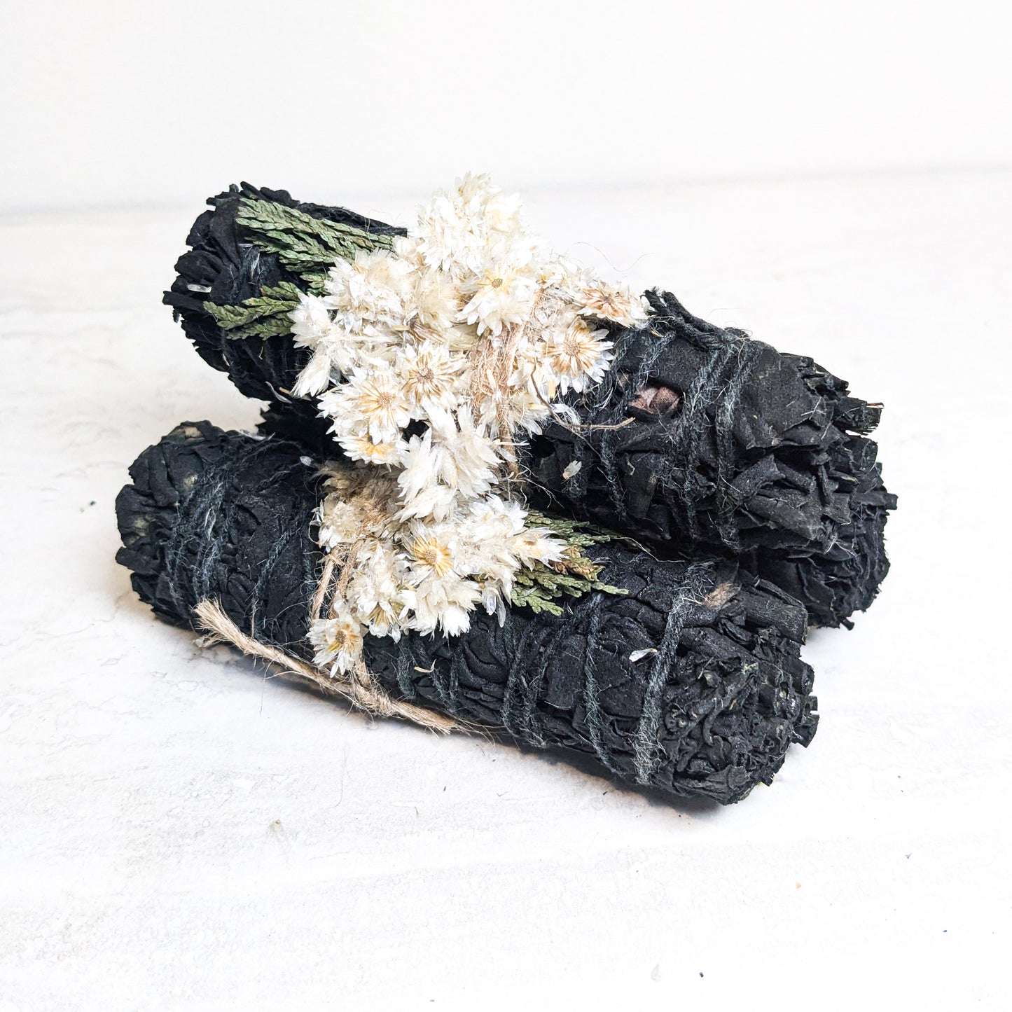 "Midnight Bloom" Floral White Sage Burn Wand