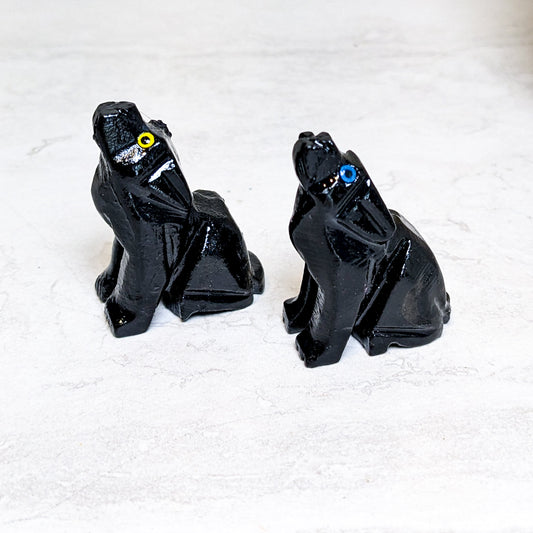 Black Onyx Wolf with Moon