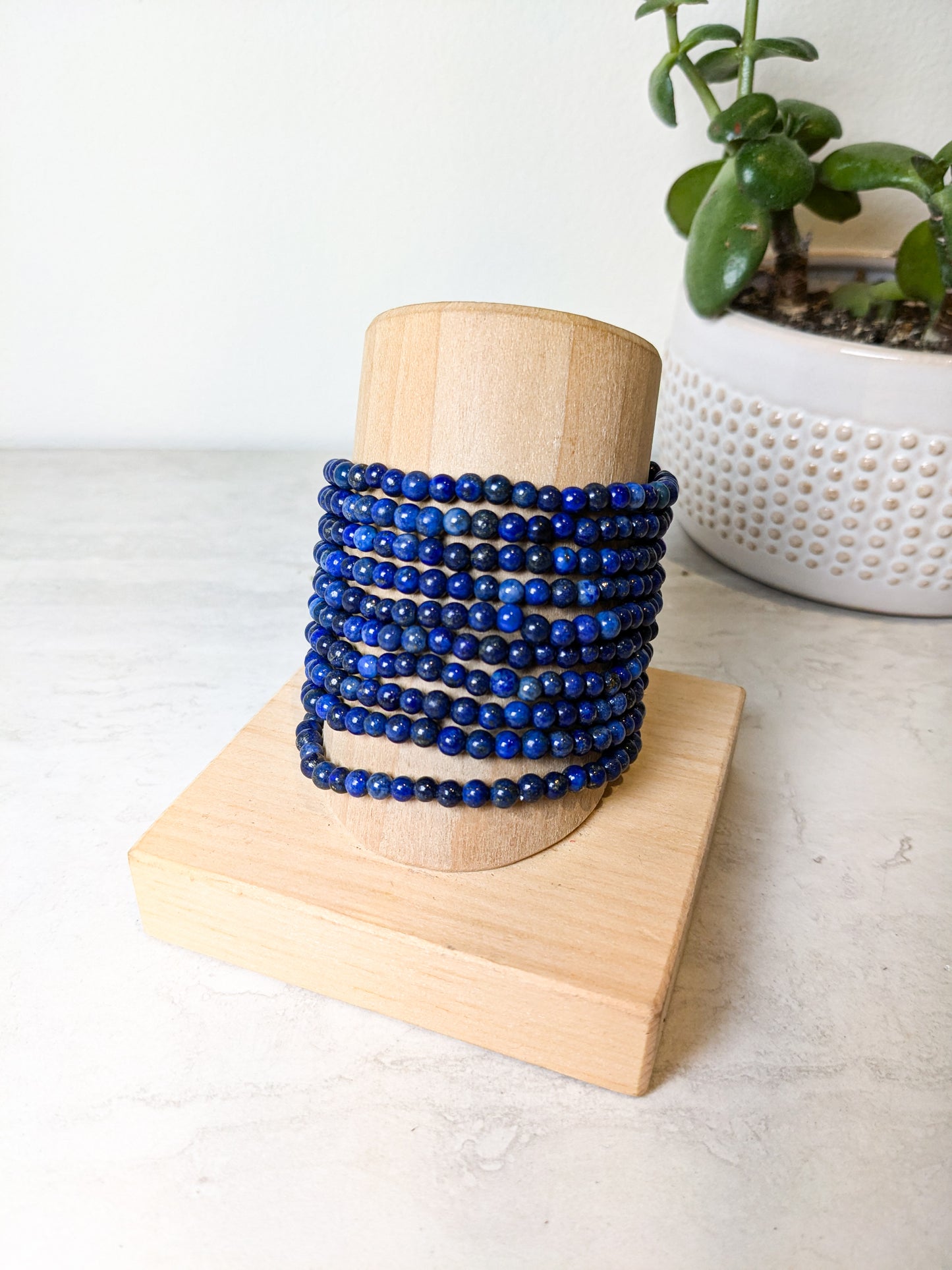 4mm Crystal Lapis Lazuli Beaded Bracelet