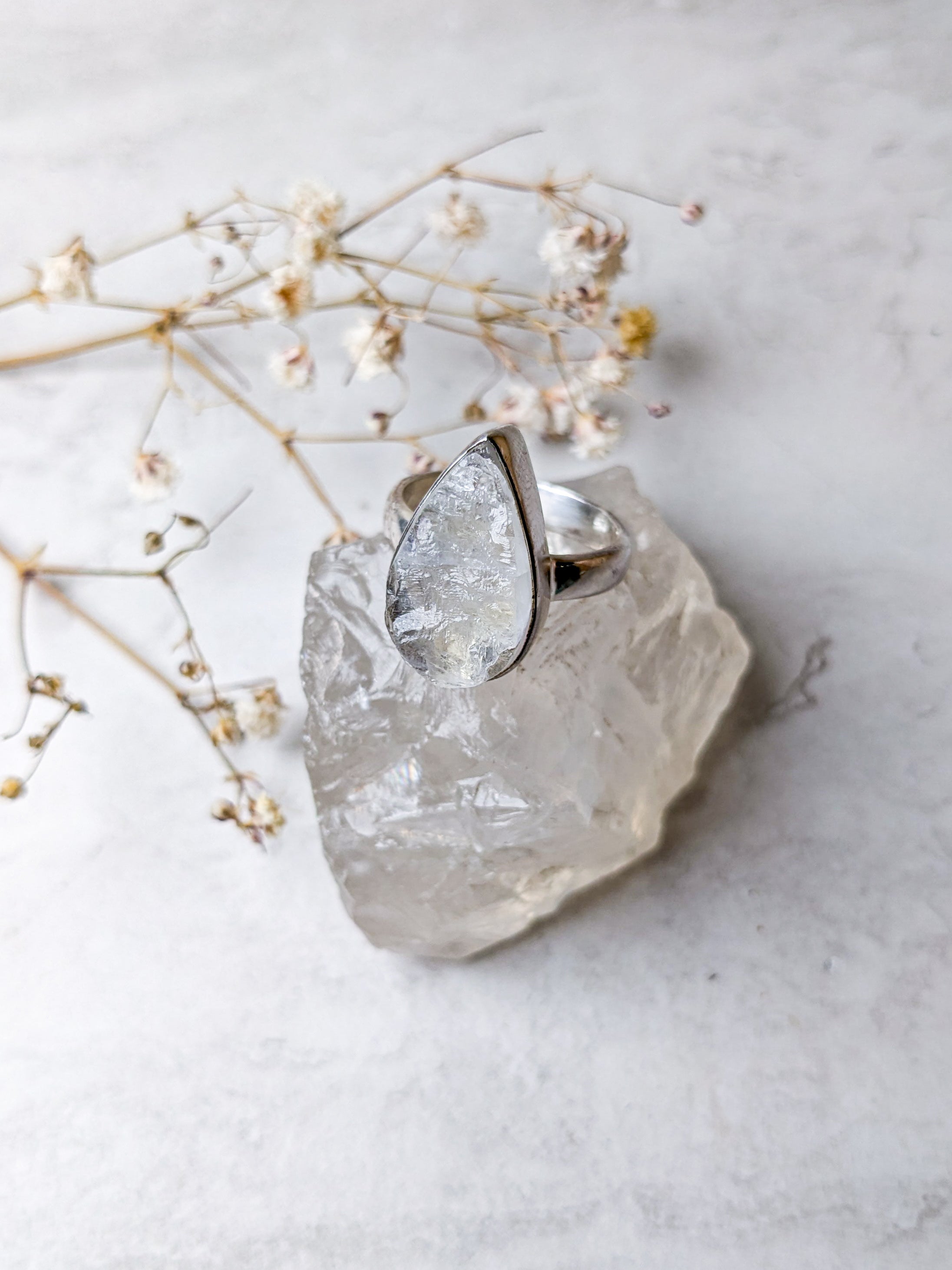 Rainbow Moonstone Druzy Sterling Silver Rings