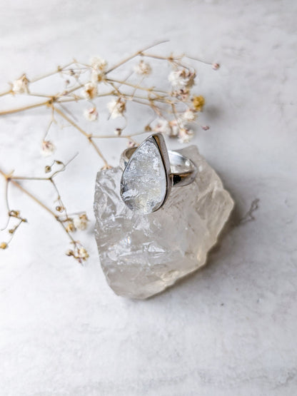 Rainbow Moonstone Druzy Sterling Silver Rings