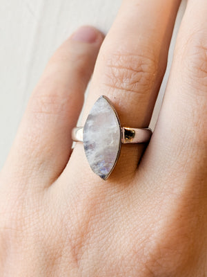 Rainbow Moonstone Druzy Sterling Silver Rings