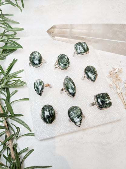 Seraphinite Sterling Silver Rings