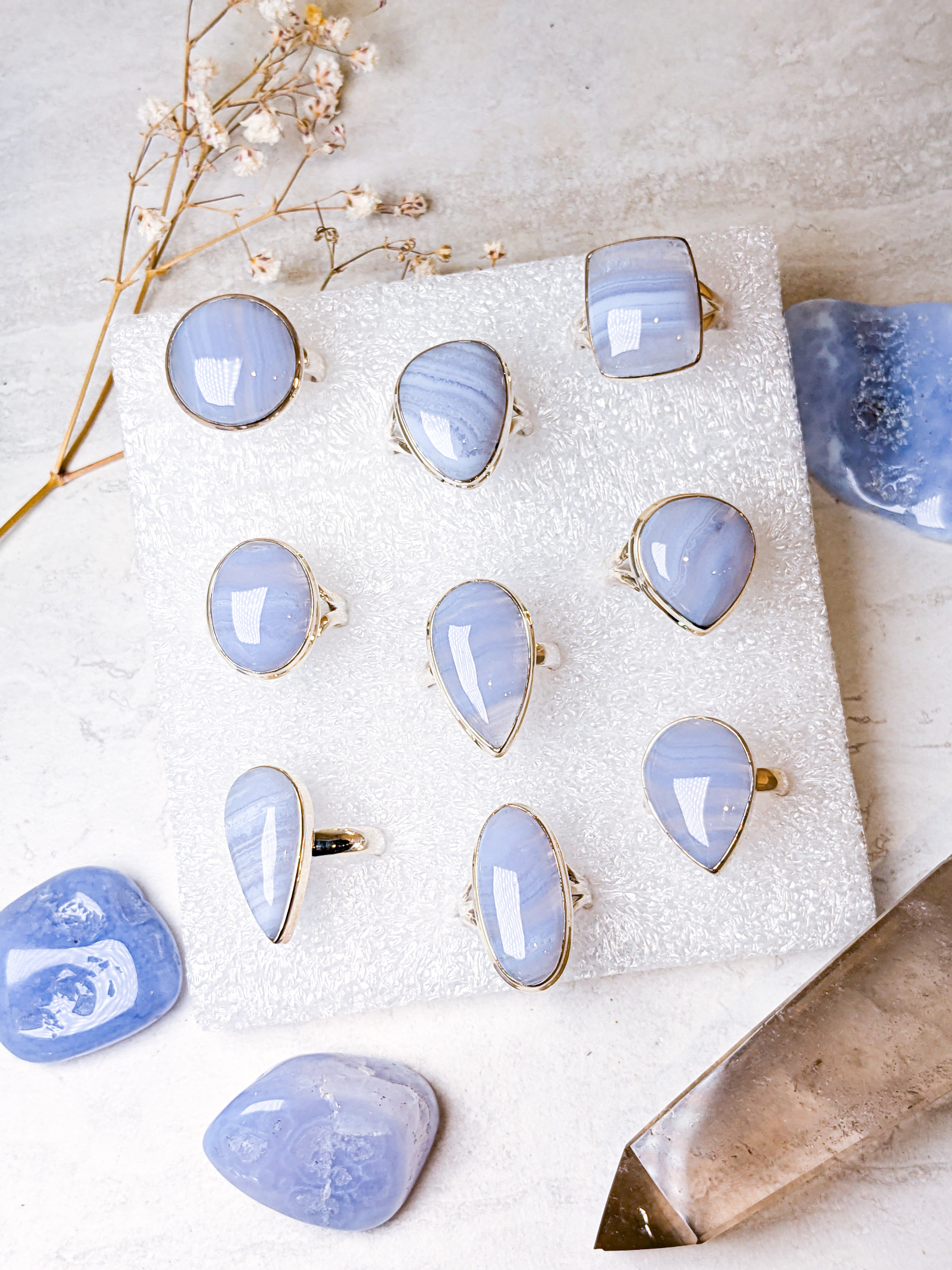 Blue Lace Agate Sterling Silver Rings