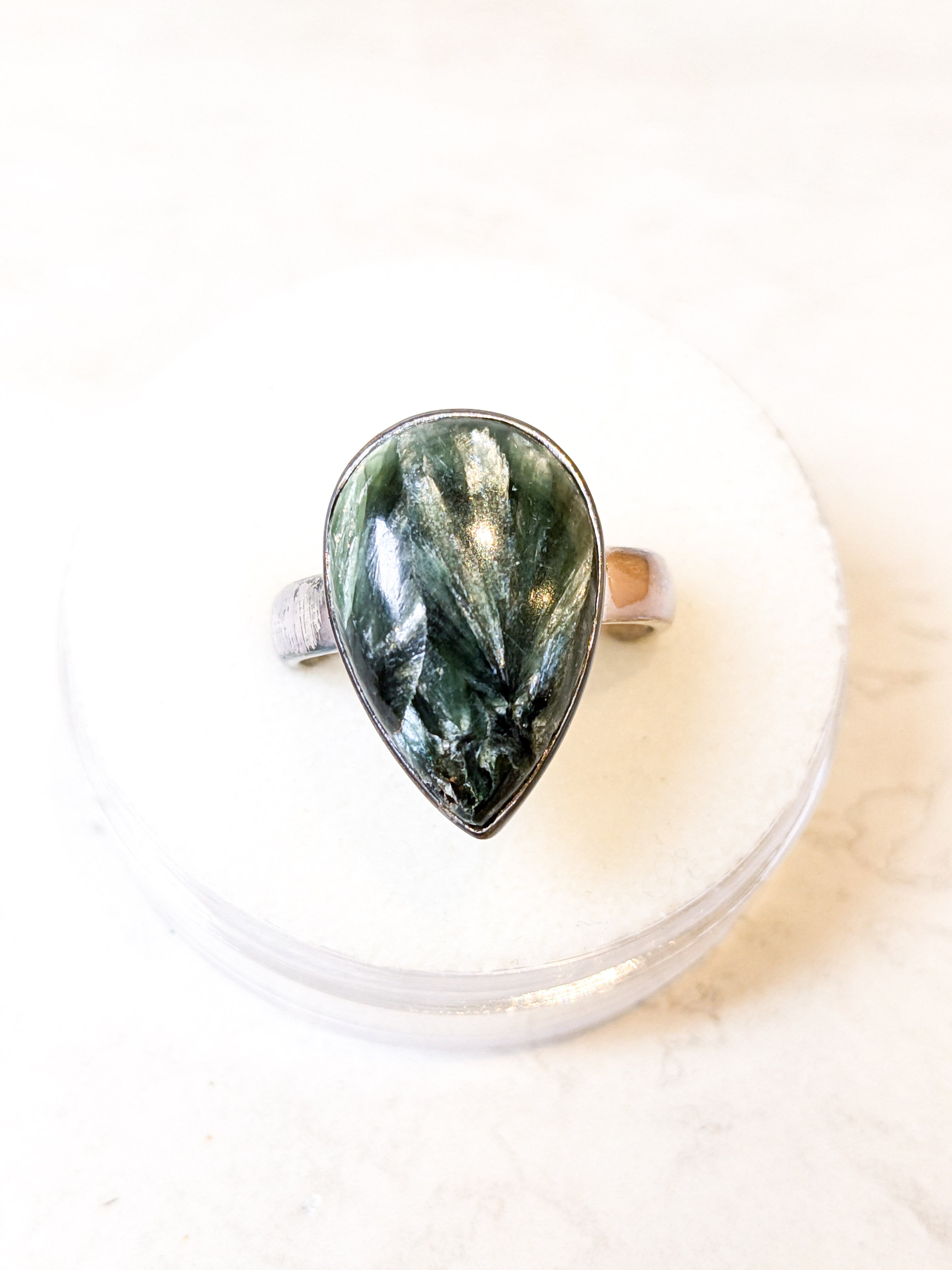 Seraphinite Sterling Silver Rings