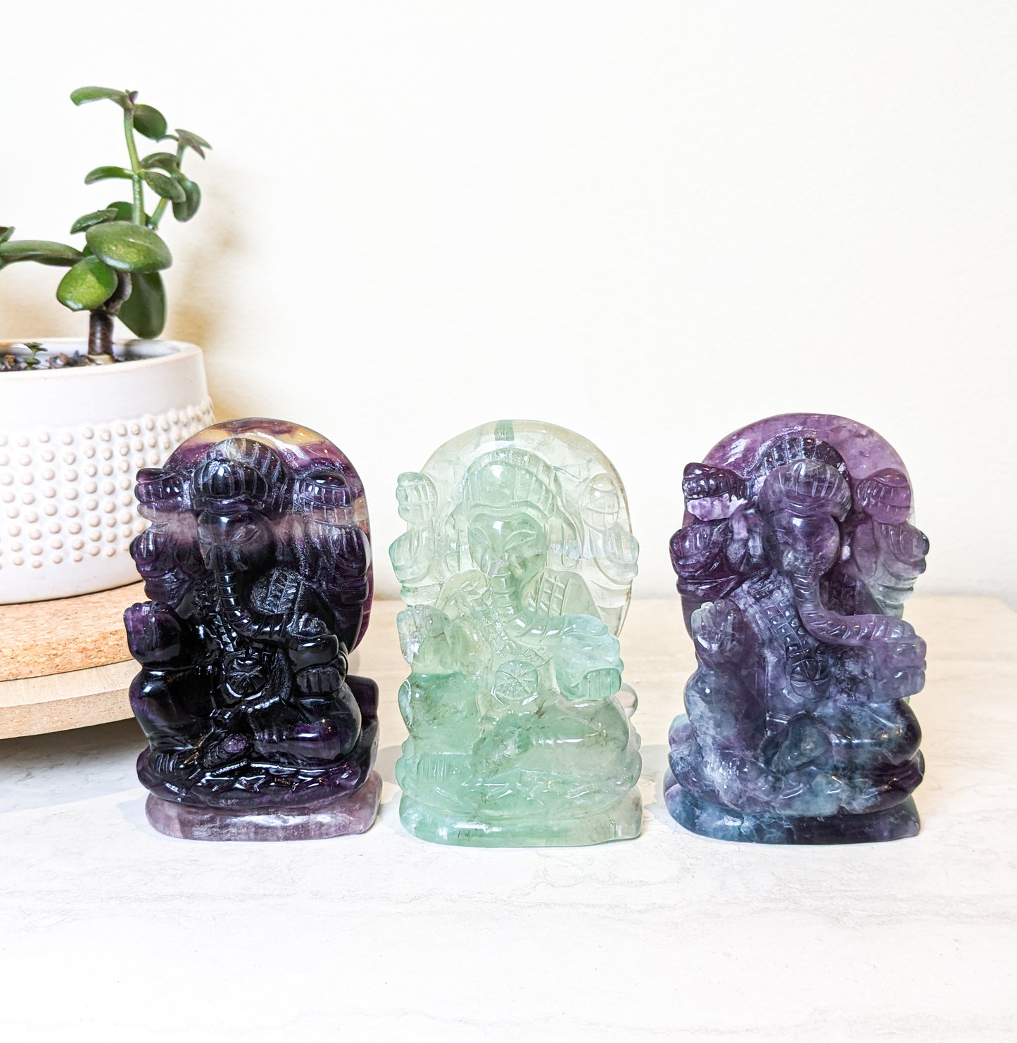 Carved Crystal Fluorite Ganesha