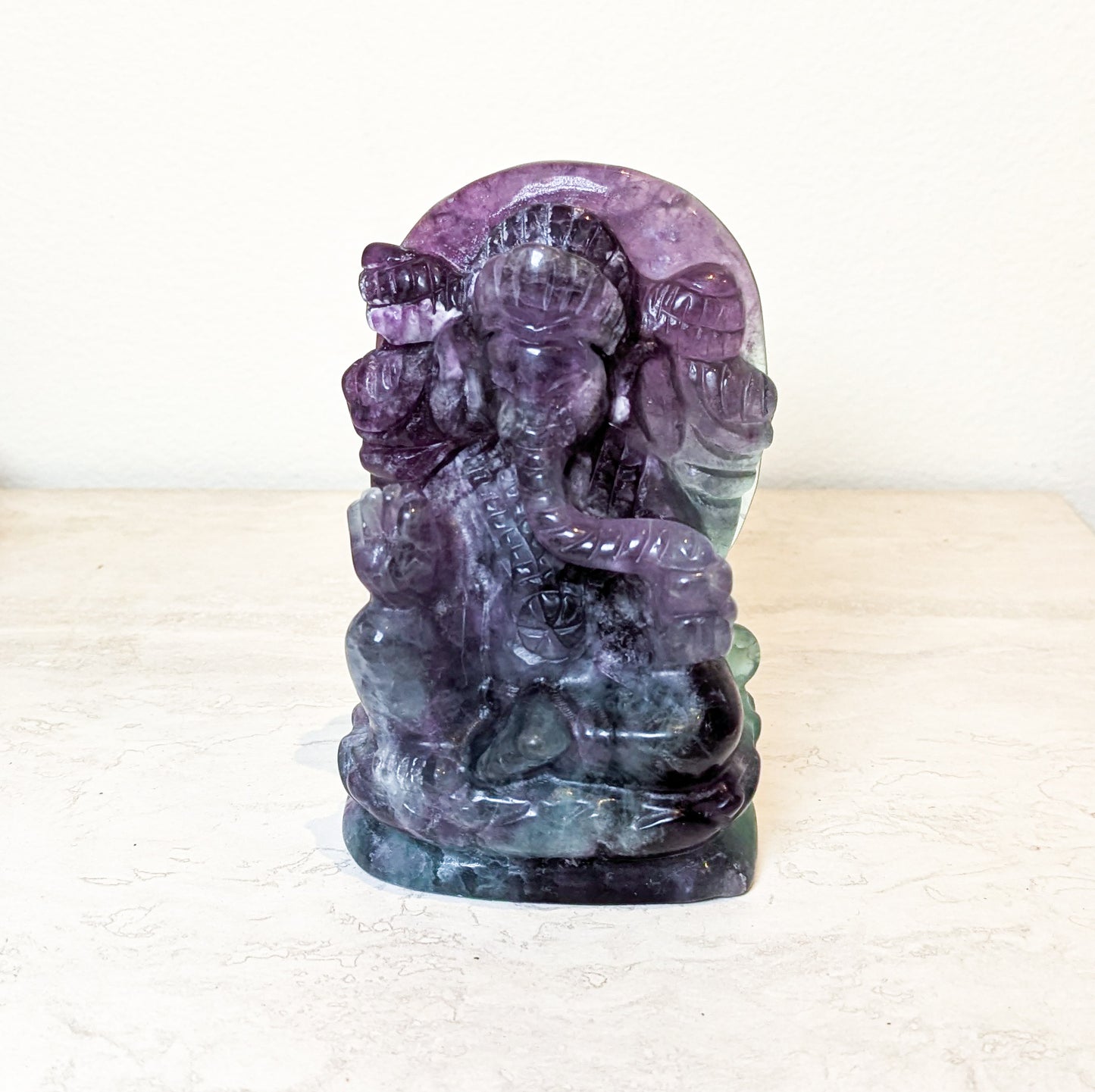 Carved Crystal Fluorite Ganesha