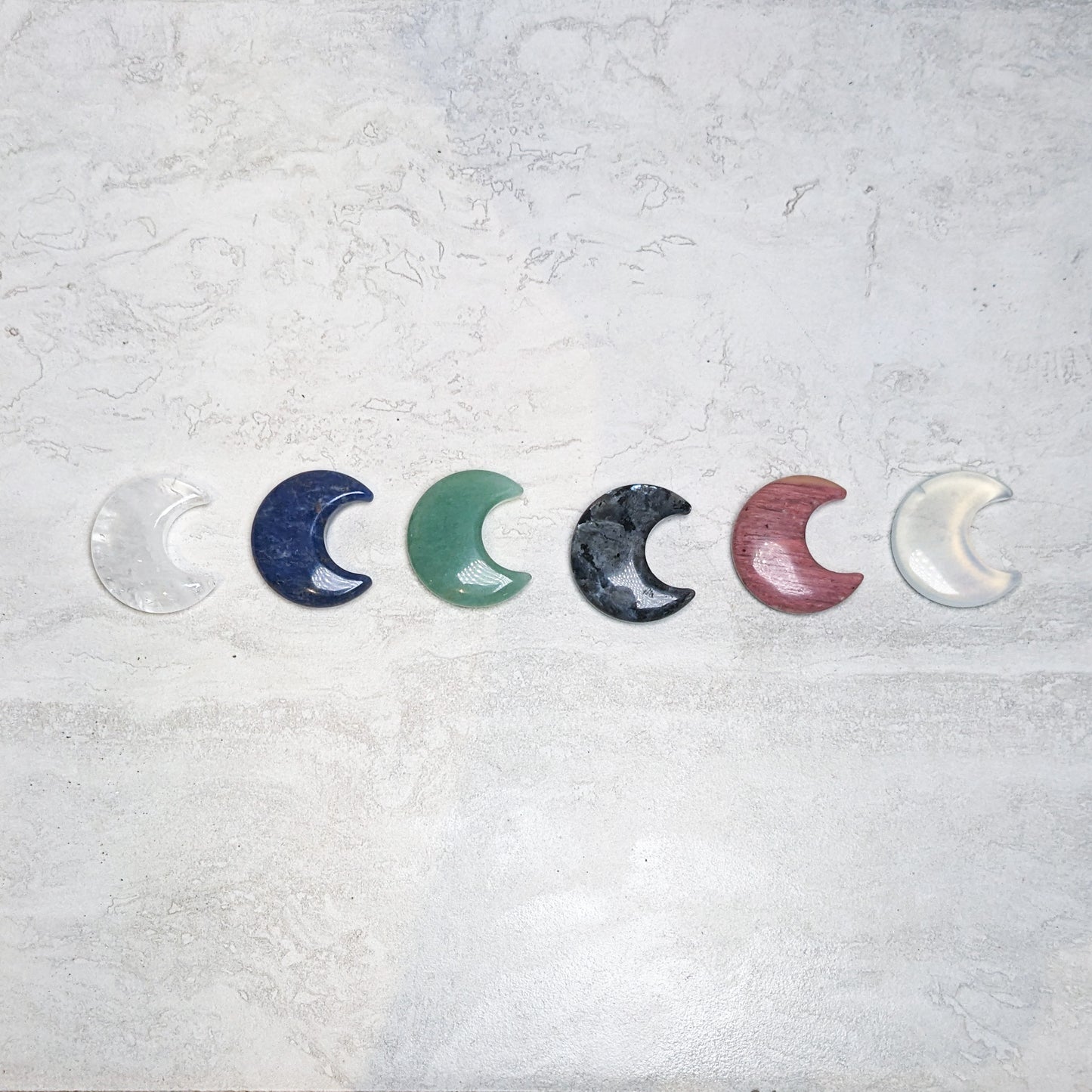 Carved Crystal Moons | Assorted Stones 1.25"