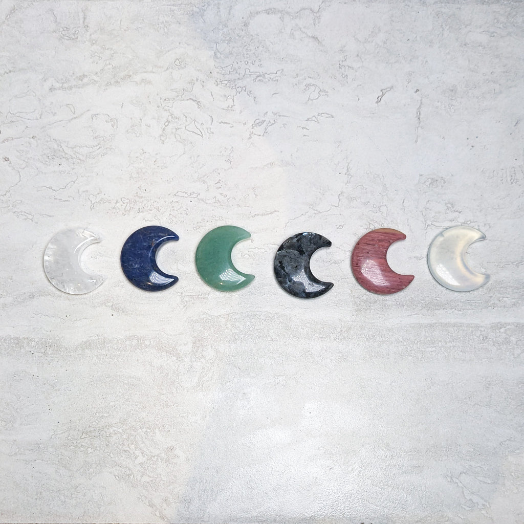 Carved Crystal Moons | Assorted Stones 1.25"