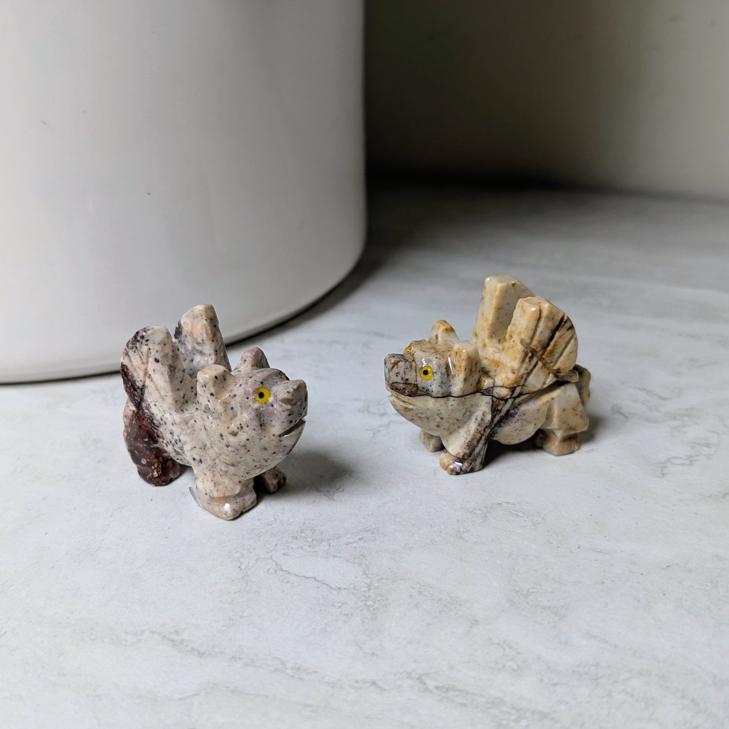 Carved Flying Pigs Jasper Stone 1.25"