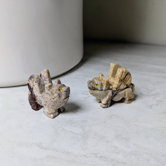 Carved Flying Pigs Jasper Stone 1.25"
