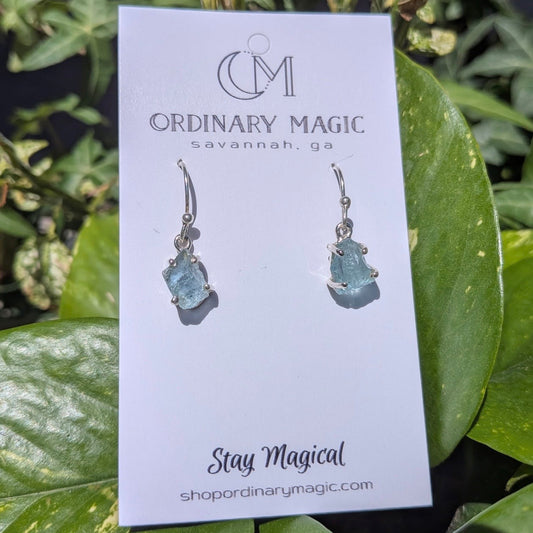 Rough Aquamarine Sterling Silver Earrings